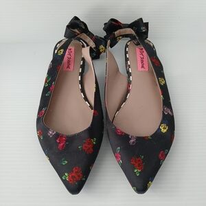 Betsey Johnson Floral Clayr Slingback Flats Size 8.5